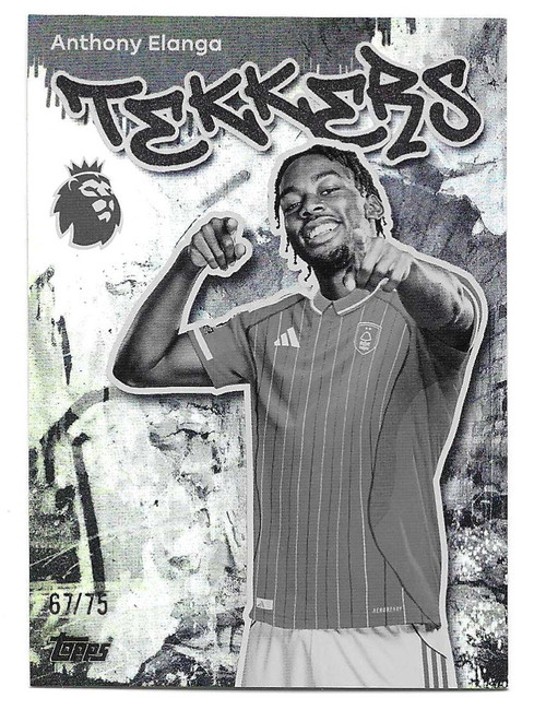 #252 Anthony Elanga (Nottingham Forest) - BLACK & WHITE RAINBOW FOIL PARALLEL 67/75 - Topps Premier League 2026