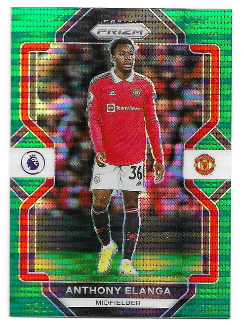 #87 Anthony Elanga (Manchester United) - GREEN PULSAR PARALLEL - Panini Prizm Premier League 2022/23