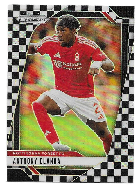 #261 Anthony Elanga (Nottingham Forest) - BLACK & WHITE CHECKER PARALLEL - Panini Prizm Premier League 2024/25