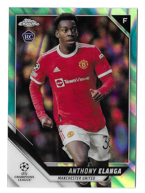 #140 Anthony Elanga (Manchester United) - AQUA LAVA PARALLEL - Topps Chrome UEFA Champions League 2021/22