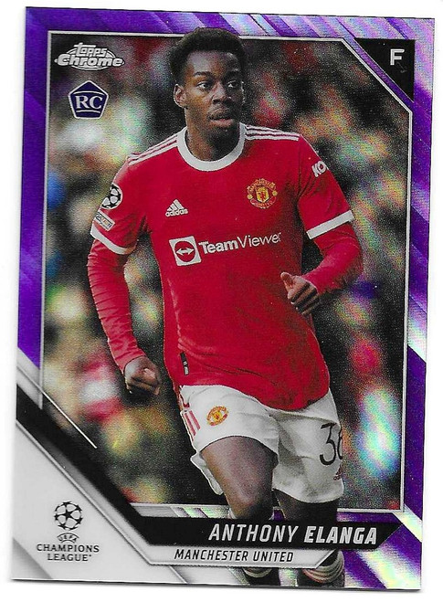 #140 Anthony Elanga (Manchester United) - PURPLE PARALLEL 156/250 - Topps Chrome UEFA Champions League 2021/22