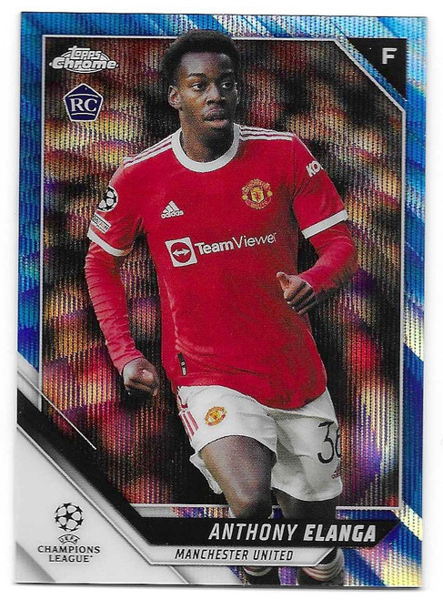 #140 Anthony Elanga (Manchester United) - BLUE WAVE PARALLEL 09/75 - Topps Chrome UEFA Champions League 2021/22