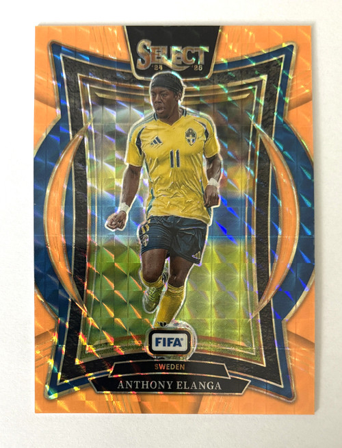 #93 Anthony Elanga (Sweden) - ORANGE FLUORESCENT PARALLEL 054/125 - Panini Select FIFA Soccer 2024/25
