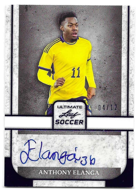 BA-AE2 - Anthony Elanga (Sweden) - NAVY PARALLEL 04/12 (Auto) - Leaf Ultimate Soccer 2022