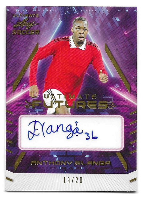 F-AE2 - Anthony Elanga (Manchester United) - GOLD PARALLEL 19/20 (Futures Auto) - Leaf Ultimate Soccer 2022
