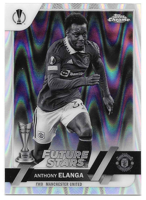 #169 Anthony Elanga (Manchester United) - BLACK & WHITE RAYWAVE PARALLEL - Topps Chrome UEFA Club Competitions 2022/23