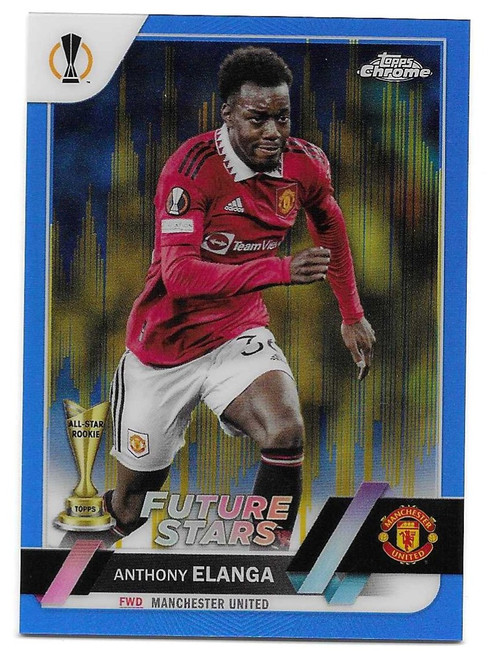 #169 Anthony Elanga (Manchester United) - BLUE & GOLD SEISMIC PARALLEL 15/75 - Topps Chrome UEFA Club Competitions 2022/23