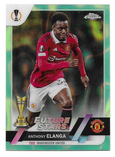 #169 Anthony Elanga (Manchester United) - NEON GREEN LAVA PARALLEL - Topps Chrome UEFA Club Competitions 2022/23