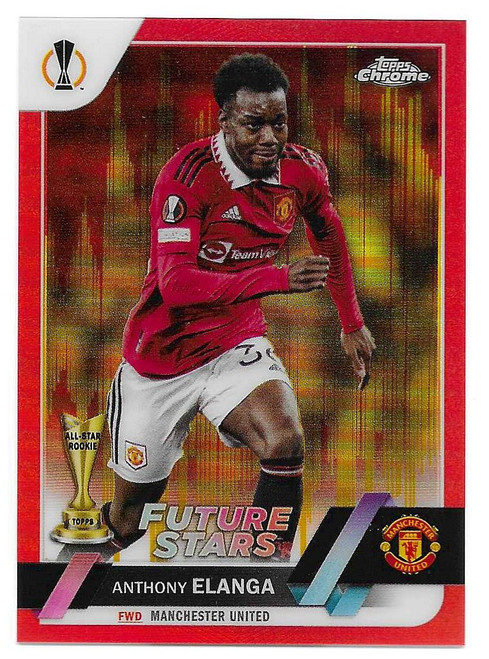 #169 Anthony Elanga (Manchester United) - RED & GOLD SEISMIC PARALLEL - Topps Chrome UEFA Club Competitions 2022/23