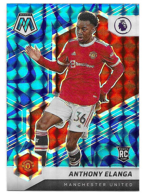 #145 Anthony Elanga (Manchester United) - REACTIVE BLUE PARALLEL - Panini Mosaic Premier League 2021/22