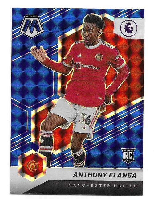 #145 Anthony Elanga (Manchester United) - BLUE PARALLEL 28/99 - Panini Mosaic Premier League 2021/22