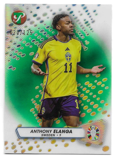 #77 Anthony Elanga (Sweden) - GREEN PARALLEL 020/125 - Topps Pristine Road to Euro 2024