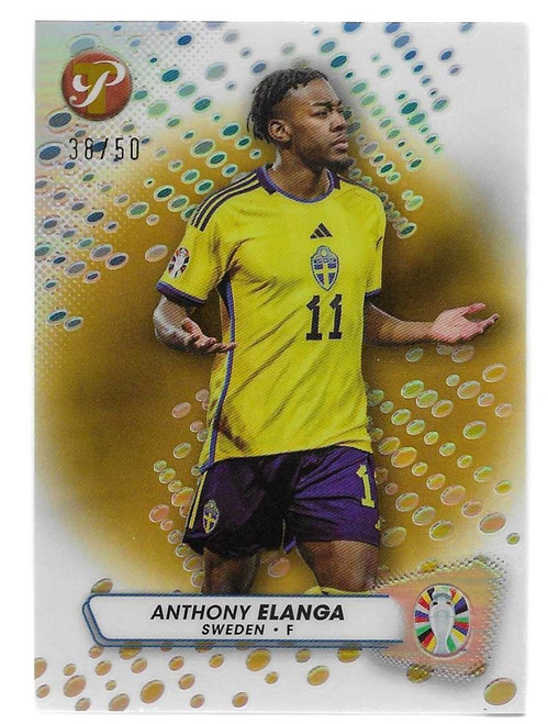 #77 Anthony Elanga (Sweden) - GOLD PARALLEL 38/50 - Topps Pristine Road to Euro 2024