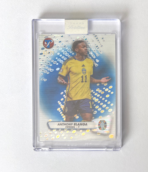 #77 Anthony Elanga (Sweden) - BLUE PRISTINE PARALLEL 42/75 - Topps Pristine Road to Euro 2024