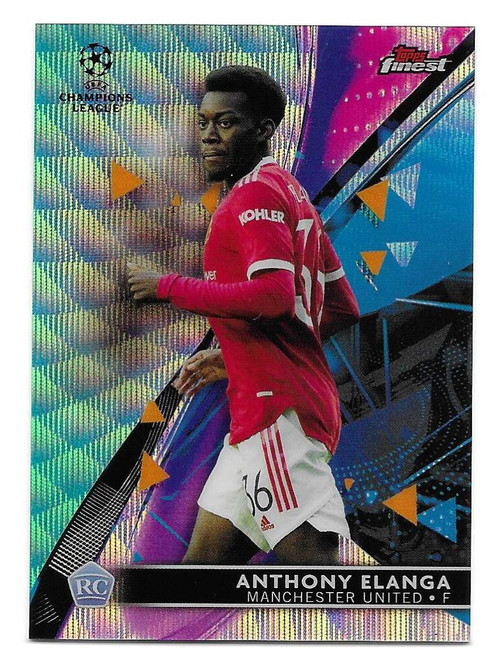 #2 Anthony Elanga (Manchester United) - AQUA WAVE PARALLEL 45/75 - Topps Finest UEFA Champions League 2021/22