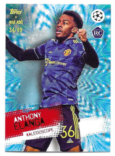 Kaleidoscope - Anthony Elanga (Manchester United) - BLUE PARALLEL 34/49 - Topps Football Festival by Steve Aoki 2021/22