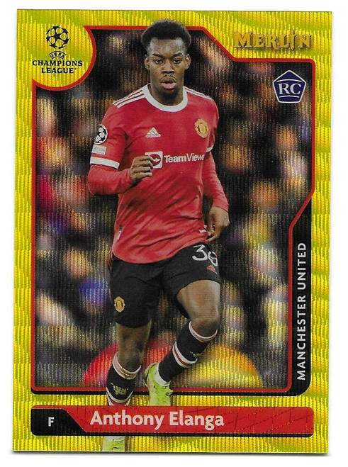 #143 Anthony Elanga (Manchester United) - YELLOW WAVE PARALLEL 139/225 - Topps Merlin Chrome 2021/22