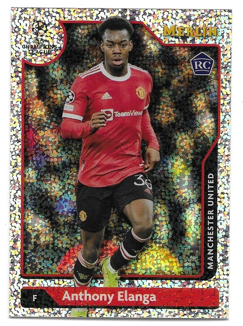 #143 Anthony Elanga (Manchester United) - SPECKLE PARALLEL 141/150 - Topps Merlin Chrome 2021/22