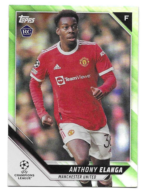 #154 Anthony Elanga (Manchester United) - NEON GREEN PARALLEL 043/199 - Topps Flagship 2021/22 (Champions League)