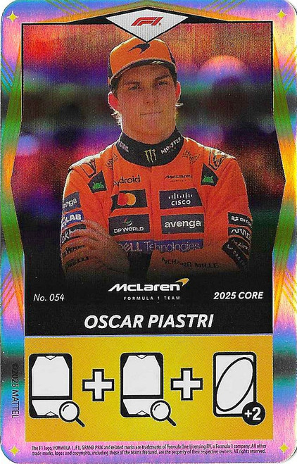 #054 Oscar Piastri (McLaren) - YELLOW FOIL PARALLEL - Mattel 2025 Core Edition UNO Elite F1/Formula 1