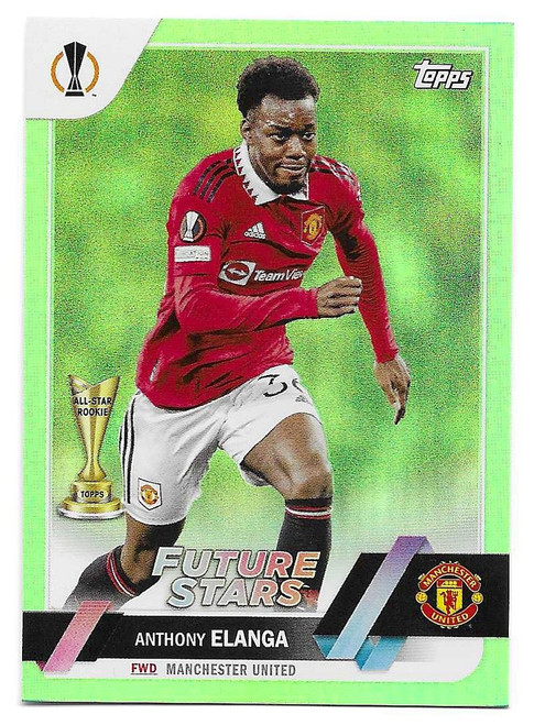 #169 Anthony Elanga (Manchester United) - NEON GREEN PARALLEL 076/199 - Topps UEFA Club Competitions Flagship 2022/23