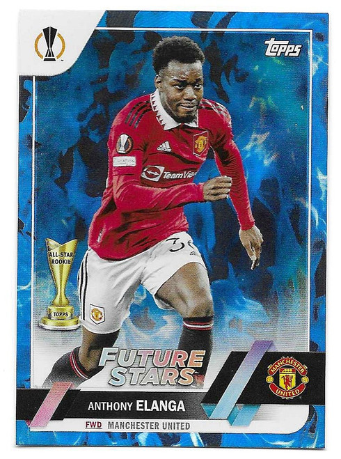 #169 Anthony Elanga (Manchester United) - BLUE INFERNO PARALLEL 034/125 - Topps UEFA Club Competitions Flagship 2022/23