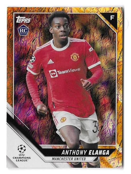 #154 Anthony Elanga (Manchester United) - ORANGE JADE PARALLEL 07/25 - Topps Jade Edition UEFA Champions League 2021/22