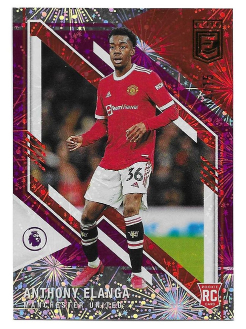 #109 Anthony Elanga (Manchester United) - PURPLE FIREWORKS PARALLEL 14/15 - Panini Donruss Elite Premier League 2021/22