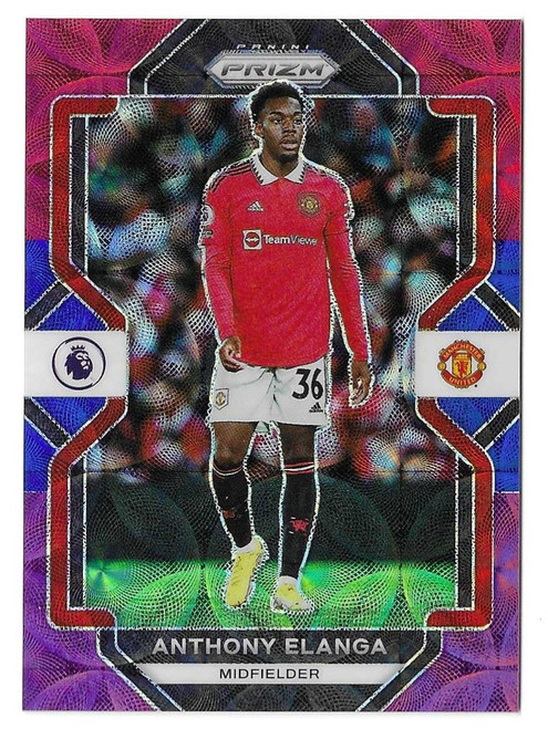 #87 Anthony Elanga (Manchester United) - CHOICE RED, BLUE & PURPLE PARALLEL 14/15 - Panini Prizm Premier League 2022/23