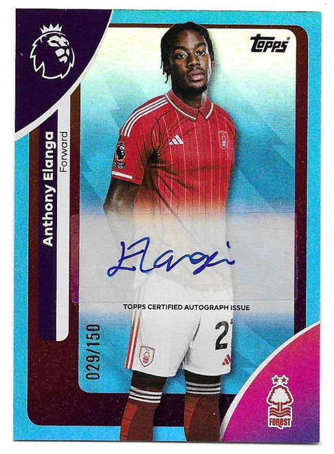 AC-AE - Anthony Elanga (Nottingham Forest) - BASE PLAYERS AUTOGRAPH VARIATION - BLUE RAINBOW FOIL 029/150 - Topps Premier League 2026