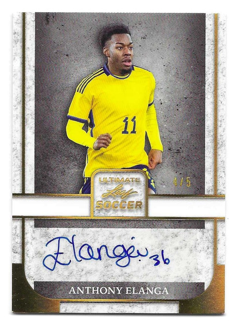 BA-AE2 - Anthony Elanga (Sweden) - GOLD SPECTRUM PARALLEL 4/5 (Auto) - Leaf Ultimate Soccer 2022