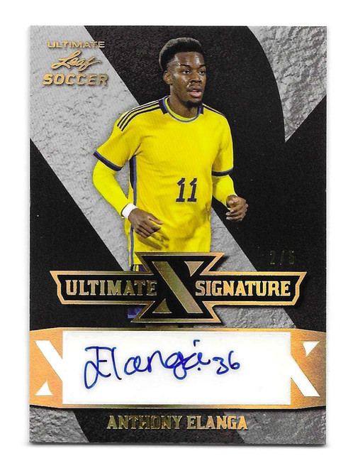 S-AE2 - Anthony Elanga (Sweden) - GOLD SPECTRUM PARALLEL 2/5 (Signature Auto) - Leaf Ultimate Soccer 2022