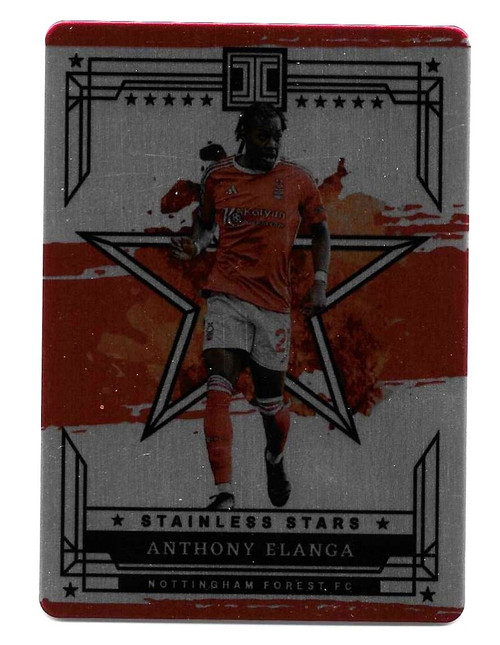 STAINLESS STARS - #11 Anthony Elanga (Nottingham Forest) - Ruby Parallel 18/22 - Panini Impeccable Premier League 2023/24
