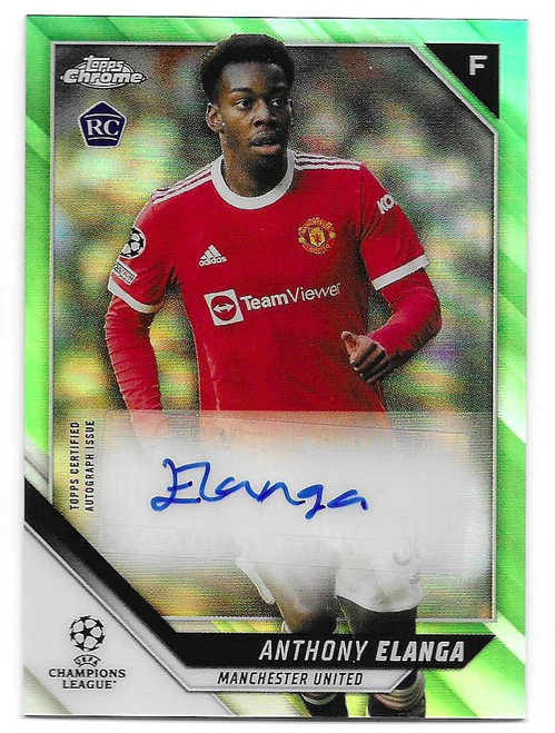 CA-AE - Anthony Elanga (Manchester United) - AUTOGRAPH CARD - NEON GREEN PARALLEL 32/99 - Topps Chrome UEFA Champions League 2021/22