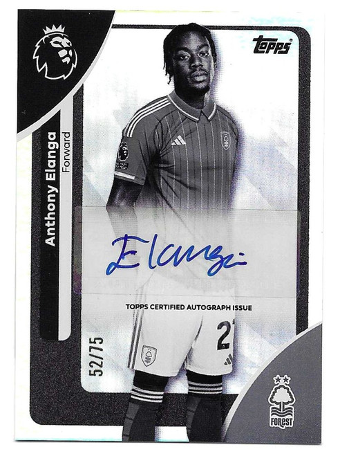 AC-AE - Anthony Elanga (Nottingham Forest) - BASE PLAYERS AUTOGRAPH VARIATION - BLACK & WHITE RAINBOW FOIL PARALLEL 52/75 - Topps Premier League 2026