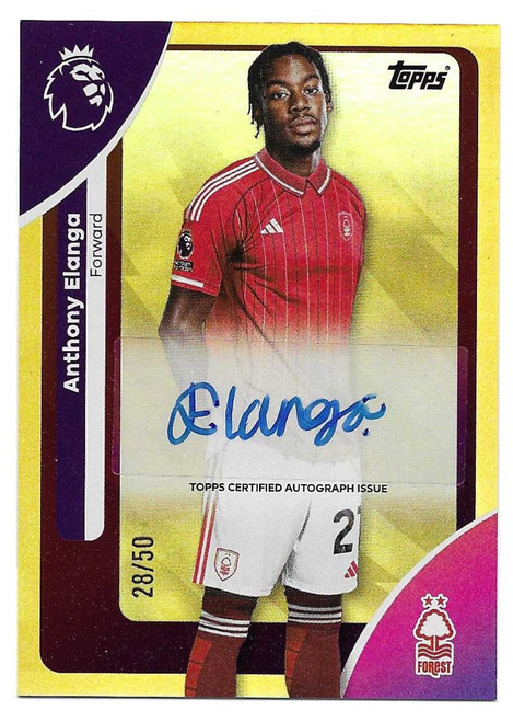 AC-AE - Anthony Elanga (Nottingham Forest) - BASE PLAYERS AUTOGRAPH VARIATION - GOLD RAINBOW FOIL 28/50 - Topps Premier League 2026
