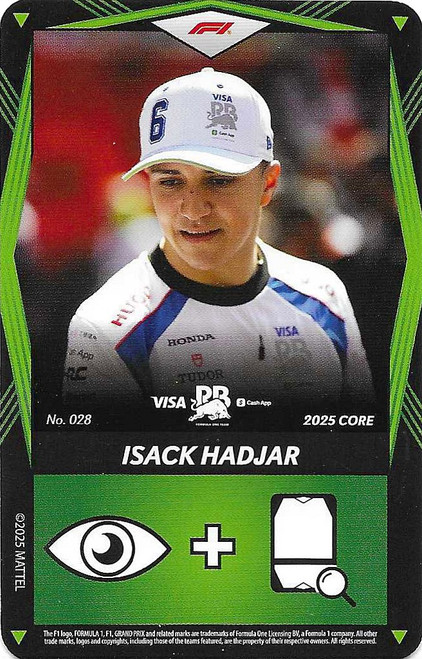 #028 Isack Hadjar (Racing Bulls) - GREEN BASE - Mattel 2025 Core Edition UNO Elite F1/Formula 1