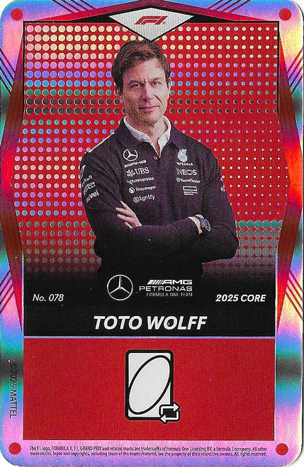 #078 Toto Wolff (Mercedes) - RED FOIL PARALLEL - Mattel 2025 Core Edition UNO Elite F1/Formula 1