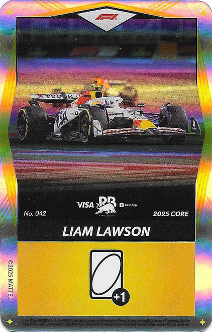 #042 Liam Lawson (Racing Bulls) - YELLOW FOIL PARALLEL - Mattel 2025 Core Edition UNO Elite F1/Formula 1