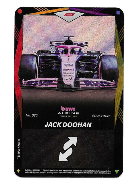 #020 Jack Doohan (Alpine) - WILD FOIL PARALLEL - Mattel 2025 Core Edition UNO Elite F1/Formula 1