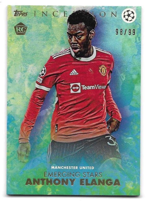 EMERGING STARS - Anthony Elanga (Manchester United) - GREEN PARALLEL 98/99 - Topps Inception UEFA Champions League 2021/22