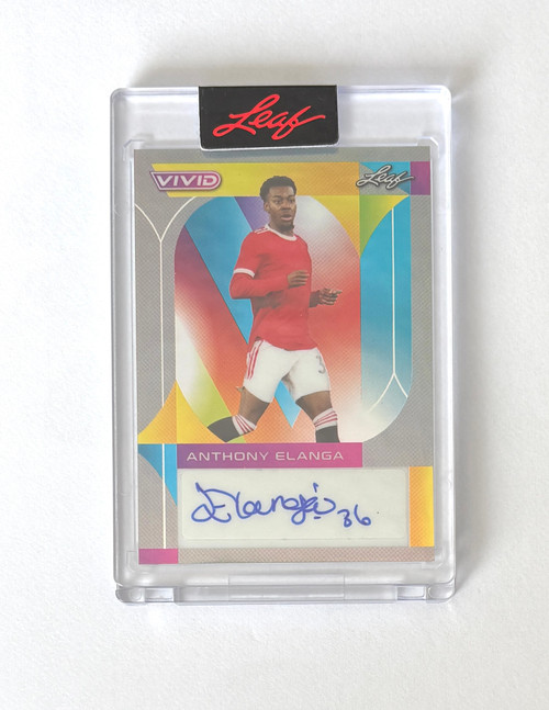 BA-AE1 - Anthony Elanga (Manchester United) - Autograph (Gray Parallel 7/7) - Leaf Vivid Soccer 2022
