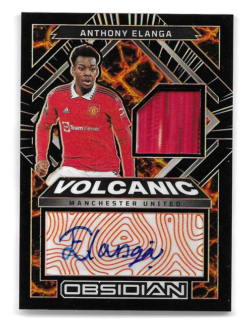 VMS-AEL - Anthony Elanga (Manchester United) - VOLCANIC MATERIAL SIGNATURES (Orange Parallel 01/25) - Panini Obsidian Soccer 2022/23
