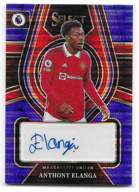 SS-AEL - Anthony Elanga (Manchester United) - SELECT SIGNATURES (Blue Pulsar Parallel) - Panini Select Premier League 2022/23