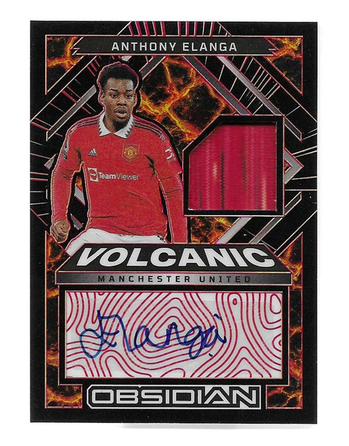 VMS-AEL - Anthony Elanga (Manchester United) - VOLCANIC MATERIAL SIGNATURES (Red Parallel 06/15) - Panini Obsidian Soccer 2022/23