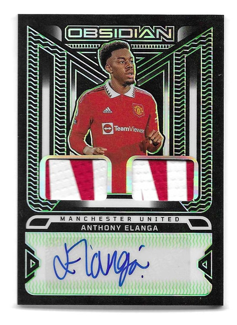 DJI-AEL - Anthony Elanga (Manchester United) - DUAL JERSEY INK (Green Parallel 2/5) - Panini Obsidian Soccer 2022/23