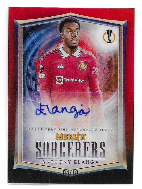 SA-AE - Anthony Elanga (Manchester United) - SORCERERS (Autograph) - RED PARALLEL 04/10 - Topps Merlin UEFA Club Competitions 2022/23