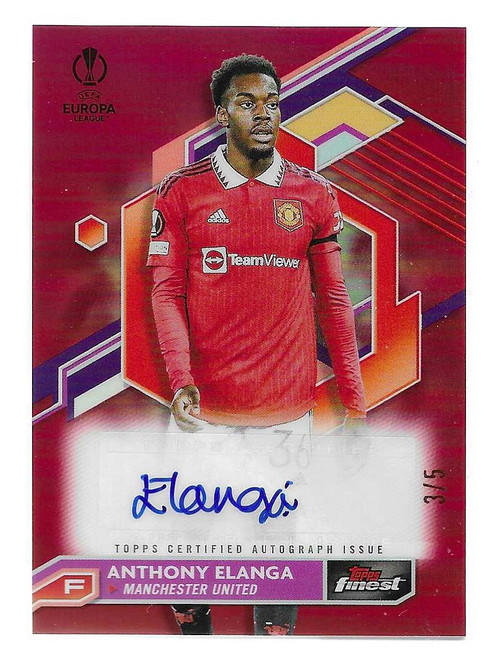 A-AE - Anthony Elanga (Manchester United) - BASE CARD AUTOGRAPH (Red Parallel 3/5) - Topps Finest UEFA Club Competitions 2022/23