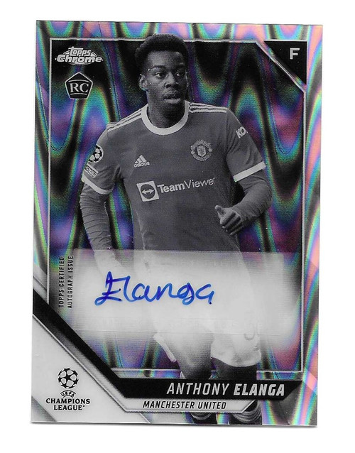 CA-AE - Anthony Elanga (Manchester United) - AUTOGRAPH CARD - BLACK & WHITE RAYWAVE PARALLEL - Topps Chrome UEFA Champions League 2021/22