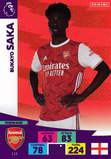 #116 Bukayo Saka (Arsenal) Adrenalyn XL Premier League 2020/21